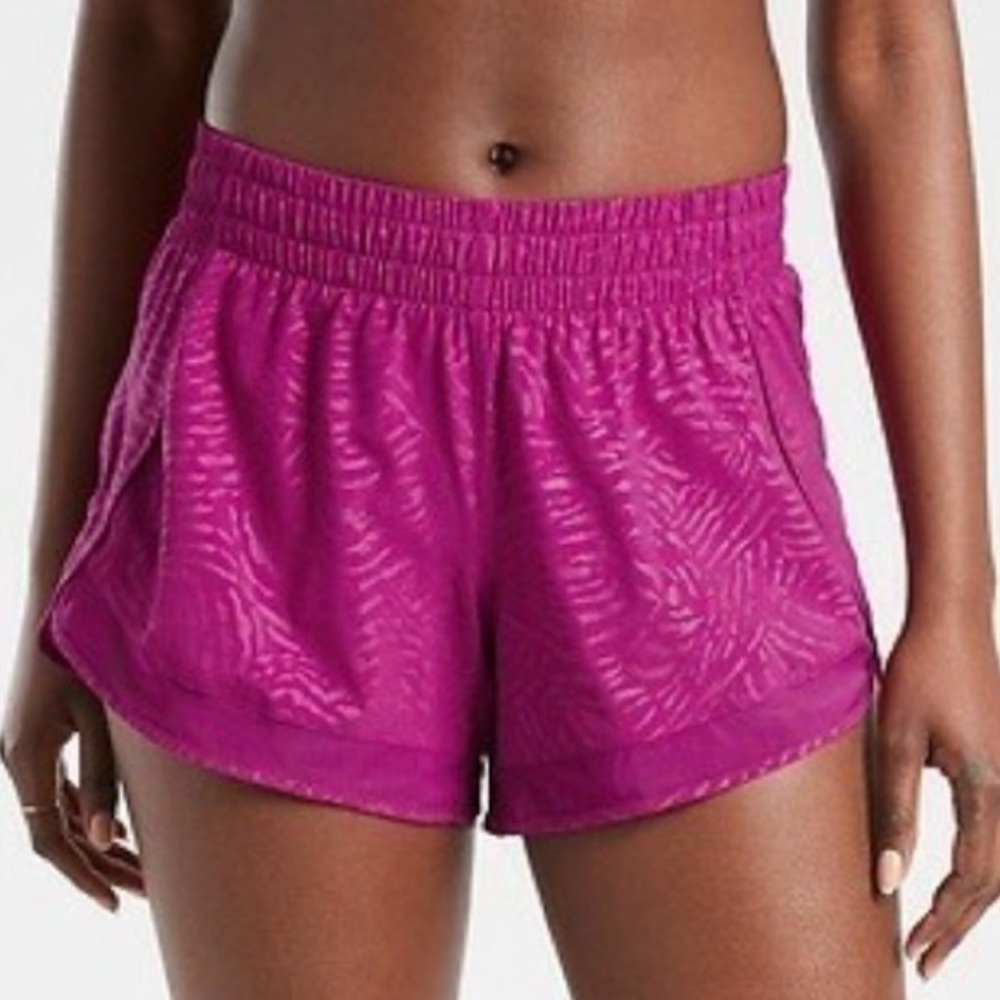 NEW Athleta Shorts Womens Size 3X Purple Printed Mesh Racer Run 4" Lined Gym Run